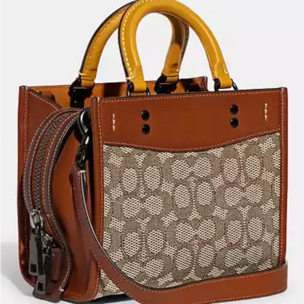 Coach Rogue 20 In Signature Textile Jacquard With Varsity Patches Used Twice. - Picture 2 of 5